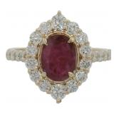 10kt Gold 2.58 ct Natural Ruby & Lab Diamond Ring