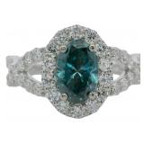 10kt Gold 2.14 ct Fancy Blue Lab Diamond Ring