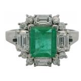 Platinum 1.69 ct Natural Emerald & VS Diamond Ring