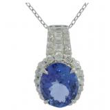 Platinum 3.97ct Natural Tanzanite/Diamond Necklace
