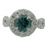 10kt Gold 2.07 ct Round Blue Lab Diamond Ring