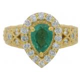 Brilliant 2.18 ct Lab Emerald & Diamond Ring