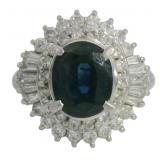 Platinum 3.71 ct Natural Sapphire & Diamond Ring