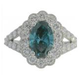10k Gold 3.03 ct Oval Fancy Blue Lab Diamond Ring