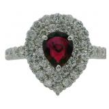 Platinum 1.64 ct Natural Ruby & Diamond Ring