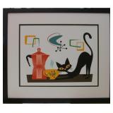 Atomic Cat with Pitcher Framed Art Print