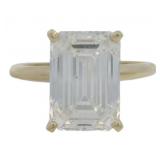 14kt Gold 5.09 ct Emerald Cut Lab Diamond Ring