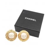 Chanel Round Pearl Clip-on Earrings