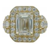 14kt Gold 4.12 ct Emerald Cut Lab Diamond Ring