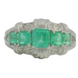 Platinum 1.25 ct Natural Emerald & VS Diamond Ring