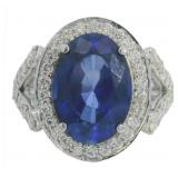 14kt Gold 8.41 ct Sapphire & VS Diamond Ring