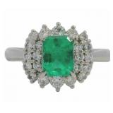 Platinum 1.56 ct Natural Emerald & Diamond Ring