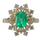10kt Gold 2.28 ct Oval Emerald & Lab Diamond Ring