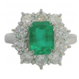 Platinum 3.26 ct Natural Emerald & VS Diamond Ring