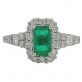 Platinum 1.80 ct Natural Emerald & Diamond Ring