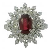 Platinum 2.40 ct Natural Ruby & VS Diamond Ring