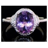 Oval 3.15 ct Natural Amethyst & Diamond Ring