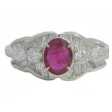 Platinum 1.24 ct Natural Ruby & VS Diamond Ring