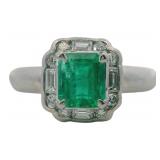 Platinum 1.60ct Natural Emerald & VVS Diamond Ring