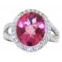Oval 5.93 Pink Topaz & Diamond Ring