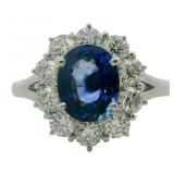 Platinum 2.05 ct Natural Sapphire & Diamond Ring