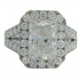 14kt Gold 3.85 ct Radiant Cut Lab Diamond Ring