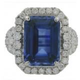 14kt Gold 11.20 ct Sapphire & VS Diamond Ring