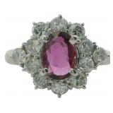 Platinum 1.72 ct Natural Ruby & Diamond Ring