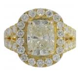 14kt Gold 3.68 ct Cushion Cut VS Lab Diamond Ring