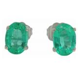 14kt Gold 1.36 ct Oval Emerald Stud Earrings