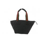 GUCCI GG Black Canvas Sherry Line Hand Bag