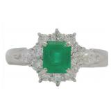 Platinum 1.19 ct Natural Emerald & VS Diamond Ring