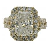 10kt Gold 4.17 ct Radiant Cut VVS Lab Diamond Ring