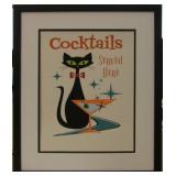 Cocktail Cat Framed Art Print