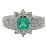 Platinum 1.22 ct Natural Emerald & VS Diamond Ring