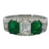 Platinum 1.27 ct Natural Emerald & VS Diamond Ring