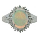 Platinum 1.00 ct Natural Opal & VS Diamond Ring