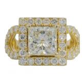 14kt Gold 4.05 ct Princess Cut Lab Diamond Ring