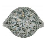 10kt Gold 5.14 ct Round VVS Lab Diamond Halo Ring