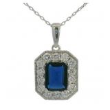Emerald Cut 3.25 ct Sapphire & Diamond Necklace
