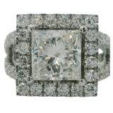 14kt Gold 4.54 ct Princess Cut Lab Diamond Ring