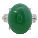 Platinum 11.07 ct Natural Jade & VS Diamond Ring
