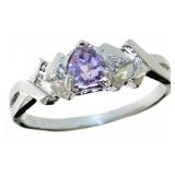 Natural Amethyst Trillion Cut Princess Ring