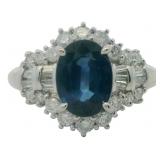 Platinum 2.32 ct Natural Sapphire & Diamond Ring