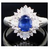 Platinum 1.86 ct Natural Sapphire & Diamond Ring