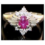 Platinum 1.14 ct Natural Star Ruby & Diamond Ring