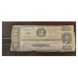 1862 $2 Confederate States of America Note
