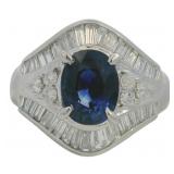 Platinum 3.48 ct Natural Sapphire & Diamond Ring