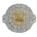 14kt Gold 4.09 ct Fancy Yellow VS Lab Diamond Ring