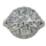 10kt Gold 5.70 ct Round Lab Diamond Halo Ring